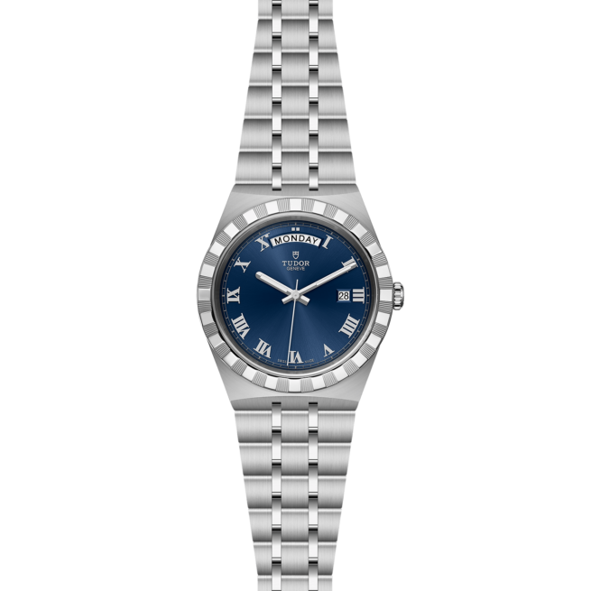 A women's watch with blue dials on a black background M28600-0005.