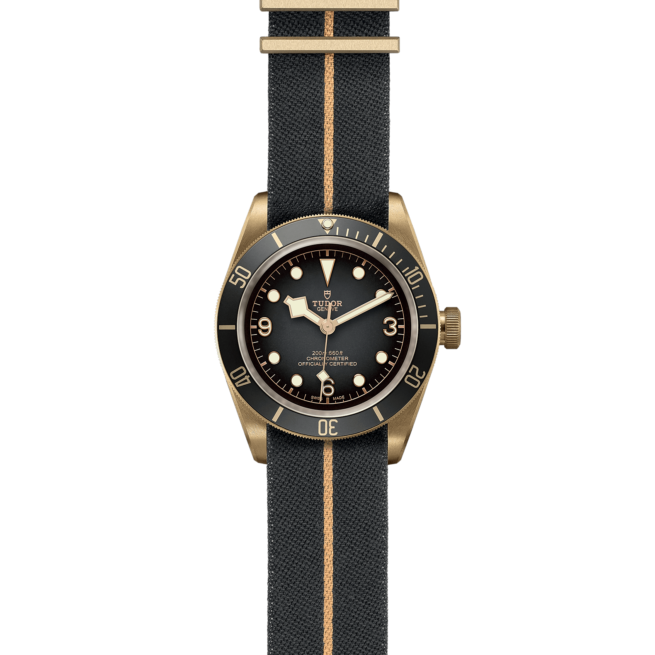 The M79250BA-0002 watch with gold and black straps.