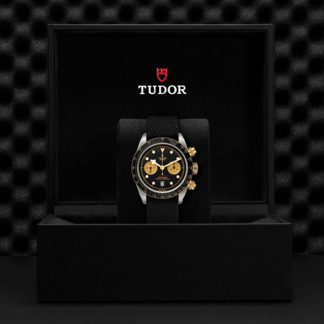 tudor M79363N-0003 chronograph watch in a black box.