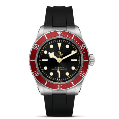 A tudor M7941A1A0RU-0002 watch with a red bezel.
