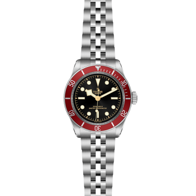 A tudor M7941A1A0RU-0003 watch with red dial.