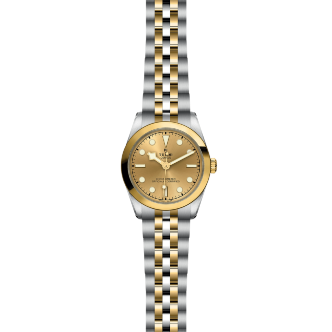 A M79603-0005 ladies watch with a yellow gold and silver dial.