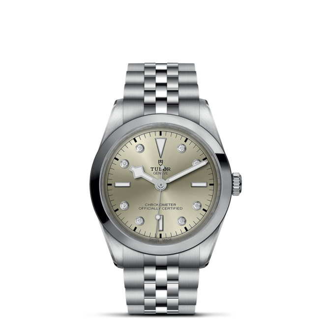 A M79640-0006 watch with a silver dial and diamonds.