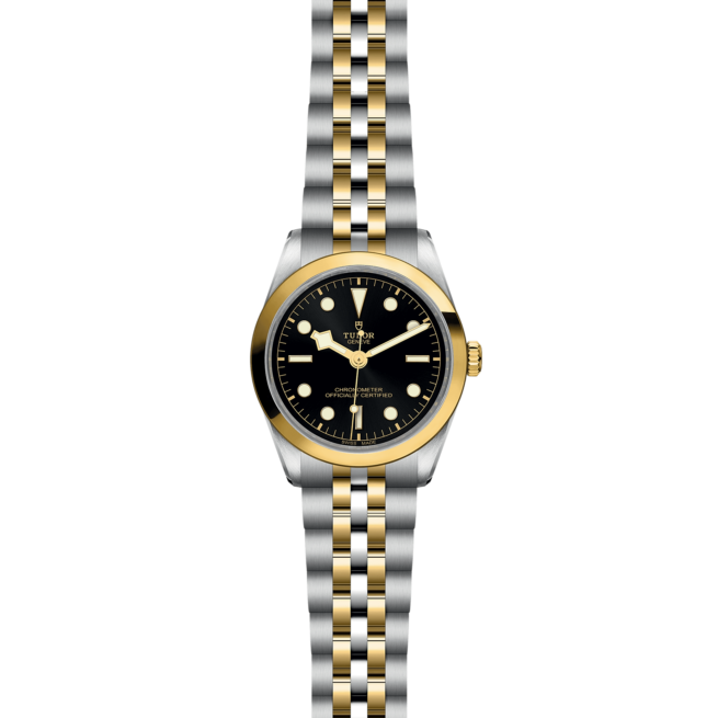 A M79643-0001 watch on a black background.