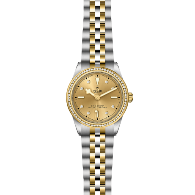 A ladies M79673-0007 watch with yellow gold and diamonds.