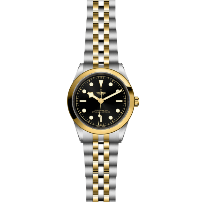 A tudor M79683-0001 watch on a black background.