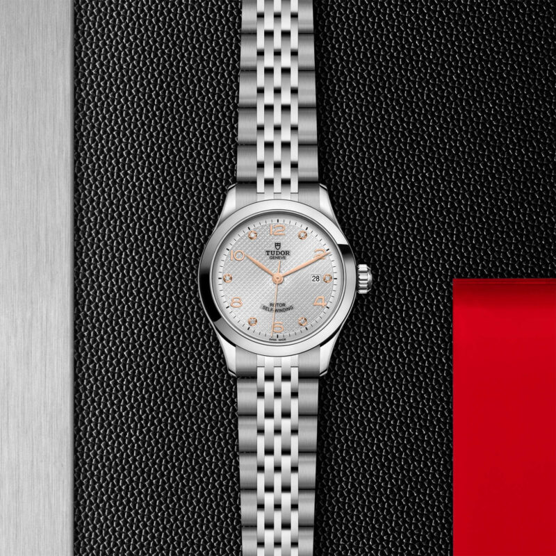 A M91350-0003 watch on a black background.