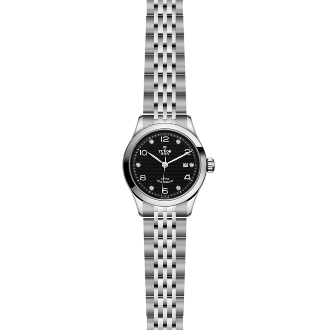 A women's watch with M91350-0004 dials on a black background.