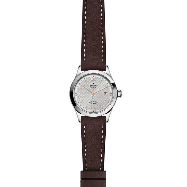 A women's watch with a M91350-0006 leather strap.