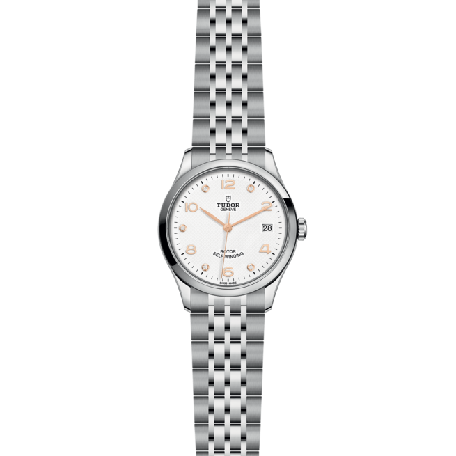 A women's watch with a M91450-0013 bracelet and white dial.
