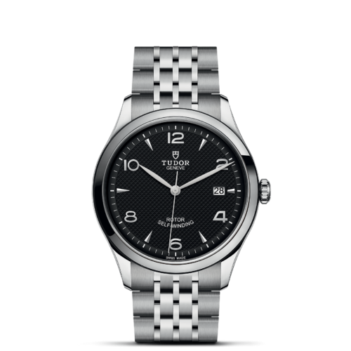 A M91550-0002 with a silver bracelet on a black background.