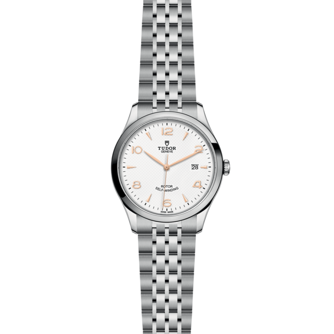 A women's watch with a M91650-0011 bracelet and white dial.