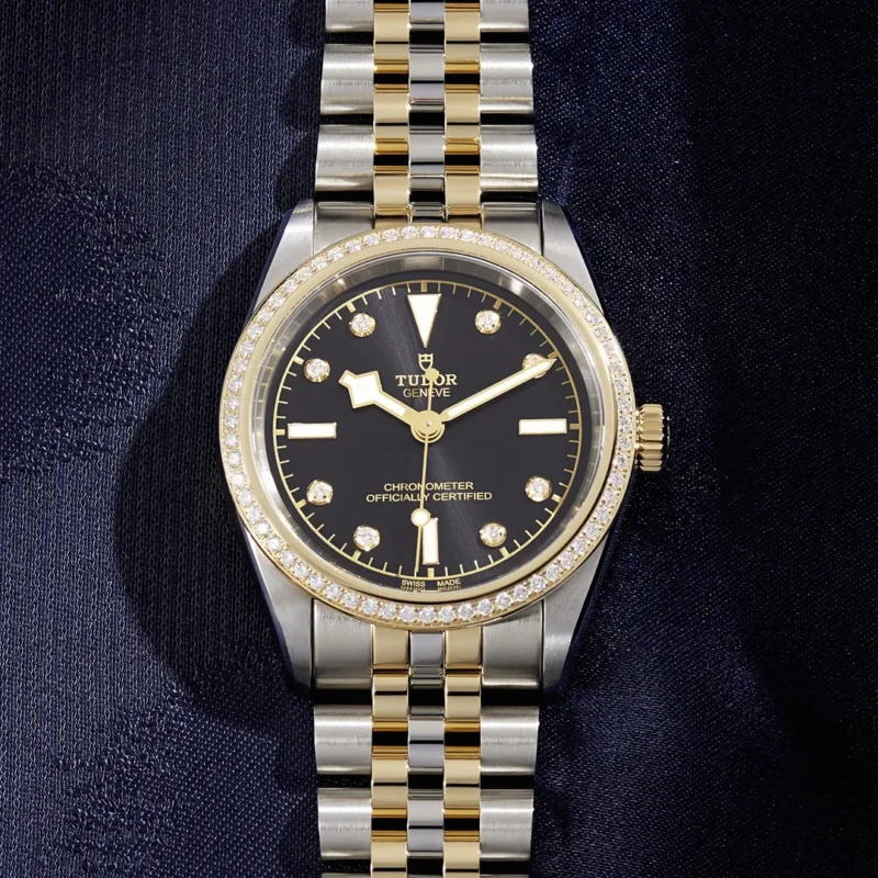 A tudor M79653-0005 watch with diamonds.